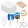 LAIAMER 50 Church Fans Handheld Set, Wedding Fans Graduation Fan Paper Fan Bulk for DIY Crafting Painting Hand, Included Blank Cardstock Handle Craft Wooden Sticks Double Sided Tape view 1