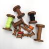 lasenersm 2 Pieces Wooden Empty Spools Vintage Wooden Spools Retro Wooden Thread Spools Embroidery Thread Spool for Textile Wire Weaving Ribbon DIY Crafts Art, 5 x 6cm, Dark Brown, lw2140n5060 view 4