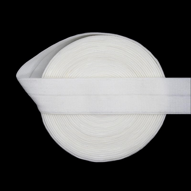 NineTribe Basics Nine Looms Picot Loop Elastic Band for Sewing 2 Yard 1"" 25mm Ribbing White Roll Spool Decorative Frilly Lace Stretchy Ribbon for Lingerie Underwear Sewing Trim (2Y Ribbing White)