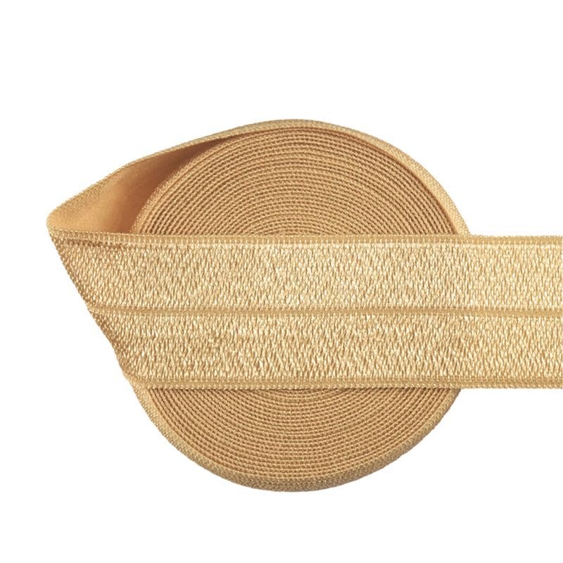 NineTribe Basics Nine Looms Picot Loop Elastic Band for Sewing 2 Yard 1"" 25mm Old Gold Roll Spool Decorative Frilly Lace Stretchy Ribbon for Lingerie Underwear Sewing Trim (2Y Old Gold)