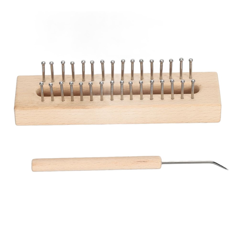 2Pcs Wooden Knitting Loom Set, Scarf Knitting Loom Kit Rectangle Knitting Looms Knitting Loom Set with Hook Needle Kit for Hat Scarf Shawl Sweater Sock
