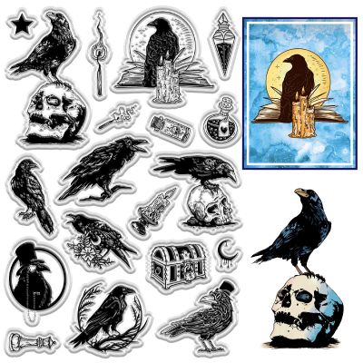 CRASPIRE Crow Clear Stamps Magic Potion Reusable Postmark Vintage Transparent Silicone Stamp Seals for Journaling Card Making Decor DIY Scrapbooking Film Frame Photo Album Decorative