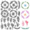 CRASPIRE Wreath Clear Stamps Leaf Flower Transparent Retro Rubber Stamps Reusable Silicone Stamp Seals for Journaling Card Making Decor DIY Scrapbooking Supplies Crafting Film Frame view 1