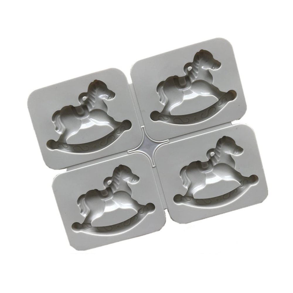 4X Chocolate Candy Sugar Craft Rocking Horse Gum Mold Cake Decorating Tools Family Art Silicone Soap Mold Rocking Horse Molds Silicone
