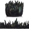 GORGECRAFT 5m 5~7 inch Width Rooster Hackle Feather Fringe Trim Black Decoration Feather Trim Ribbon Natural Feather Trimming for DIY Costume Accessories Halloween Carnival Masquerades Cosplay view 1