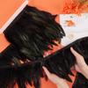 GORGECRAFT 5m 5~7 inch Width Rooster Hackle Feather Fringe Trim Black Decoration Feather Trim Ribbon Natural Feather Trimming for DIY Costume Accessories Halloween Carnival Masquerades Cosplay view 3