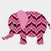 Pepita Needlepoint Canvas: Pink Bargello Elephant, 9" x 9" view 1