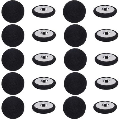 GORGECRAFT 1 Box 20Pcs Black Velvet Buttons 1.1"(28mm) Round Fabric Covered Velvet Cloth Tuxedo Button with Iron Shank for Sewing Jacket Suit Dress Gowns Blouse Clothes Garment Crafts