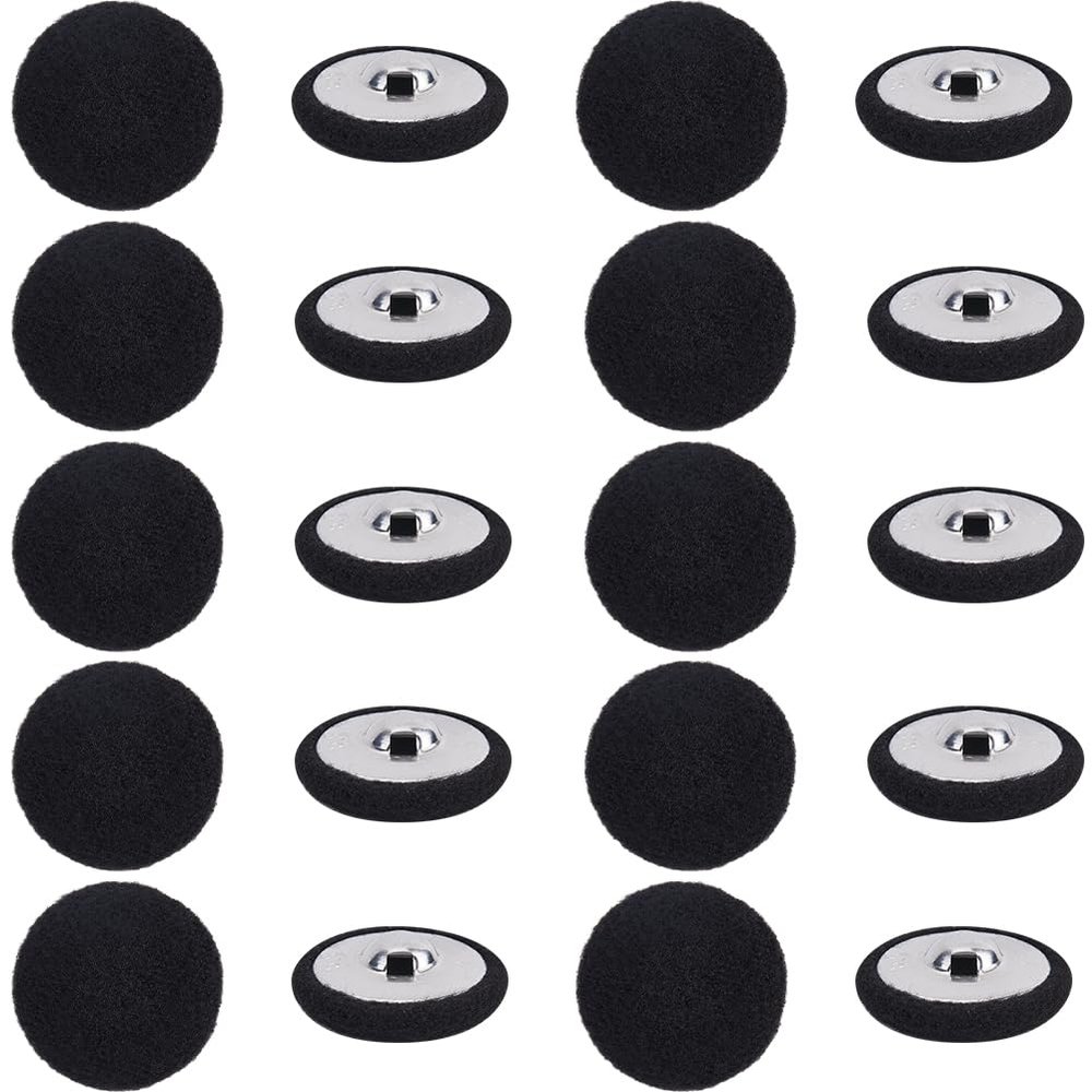 GORGECRAFT 1 Box 20Pcs Black Velvet Buttons 1.1"(28mm) Round Fabric Covered Velvet Cloth Tuxedo Button with Iron Shank for Sewing Jacket Suit Dress Gowns Blouse Clothes Garment Crafts