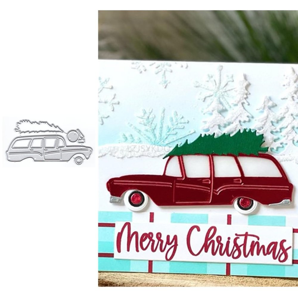 Car Die Cuts for Card Making, Pine Leaves Metal Cutting Dies for Paper Scrapbooking, DIY Stencils for Album Party Wedding Festivals Decoration