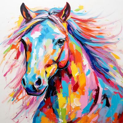 Colorful Animal Horse Canvas Painting DIY Diamond Art Painting for Adults Round Full Drill DIY Paint by Diamond Number Kits for Beginners Gems Cross Stitch for Wall Decor 11.8x15.8inch(8)