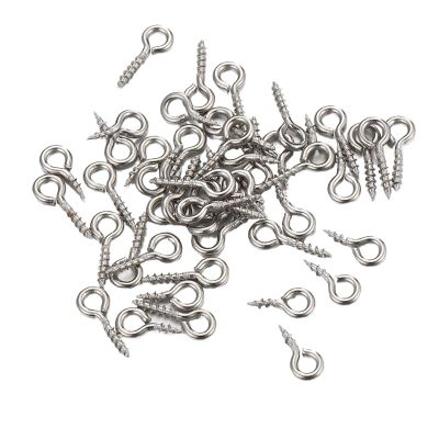 CHATROOM 50pcs/100pcs Stainless Steel Small Eye Pins Eyepins Eyelets Screw Gold Color Clasps Hooks for DIY Jewelry Making Findings (Color : Steel Color-50pcs, Size : 5x12mm)