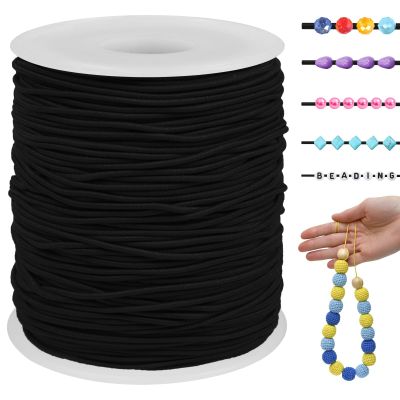 LEREATI Elastic String for Bracelets 328 Feet 1.2mm Elastic Cord for Jewelry Making Stretchy Bracelet String for Bracelet Making, Necklaces, Beading and DIY Crafts (Black)
