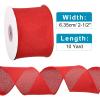 uxcell Burlap Wired Ribbon 2-1/2 Inch x 10 Yard, Wired Edge Ribbon for Craft Gift Wrapping Wreath Christmas Tree Decoration,Dark Red view 2