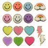 BAYAJIAZ ZHENGO Smiley Face Patches, Iron On Patches for Clothes, Smile Face Heart Rainbow Lightning Patch Sew On, Patches for Jackets, Clothes, Jeans, Hat, Backpacks, 16Pieces view 1