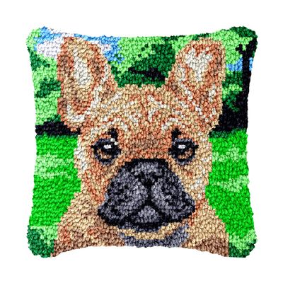 bositigo Latch Hook Kits for DIY Throw Pillow Cover, Colorful Handmade Pillow Case for Home Decoration, Festival Gift 17x17inch (French Bulldog1)