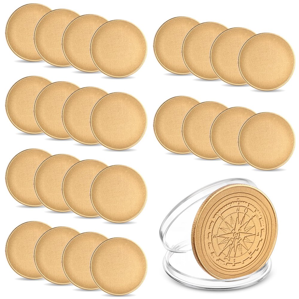 25Pcs 40mm Blank Challenge Coin Engraving Blanks Coins Threaded Edged with Acrylic Protection Box Hand Personalized DIY Craft Coin for DIY Crafts Birthday Travel Commemorative Collection, Gold
