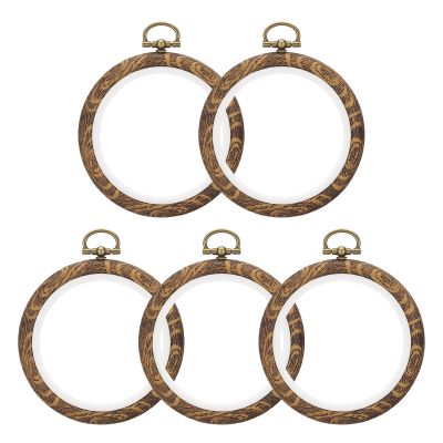 PATIKIL 3inch Embroidery Hoops, 5Pieces Imitated Wood Circle Frame Cross Stitch Hoop Ring for Embroidery Art Craft Sewing Ornaments Hanging Decoration