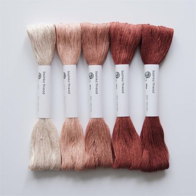 FAIRIRID 100% Cotton Sashiko Thread Set4-Strand Thinner Weight Embroidery FlossMulti-Color Assorted,55Yards(50m) per Skeinfor Hand SewingQuilting&Japanese Embroidery (Henna)