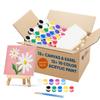 CRAFTY HAPPITOYS Mini Canvas and Easel Set with 10 Colors Acrylic Paint in Bulk Set of 12 - Kids Art Party Favors & Party Supplies - 4x4 Small Canvases for Painting with Mini Easel - Paint for Kids view 1