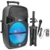 Pyle Portable Bluetooth PA Speaker System - 1000W Outdoor Speaker with 15" Subwoofer, USB/SD Reader, FM Radio, LED Lights, Wheels, Remote Control, Tripod, & Microphone Input view 1