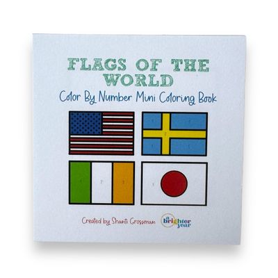 A Brighter Year The Original Adult Mini Coloring Book - Flags of The World Color by Number Edition - 3 x 3 Pocket Size, 50 Pages, Lay Flat Binding, Thick Paper, No Bleeding - Stress Relief, Gift