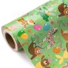 WRAPAHOLIC Animal Kids Birthday Wrapping Paper Roll - Mini Roll - 17 Inch x 33 Feet - Baby Animal Bday Design, Perfect for Birthday, Party, Holiday view 1
