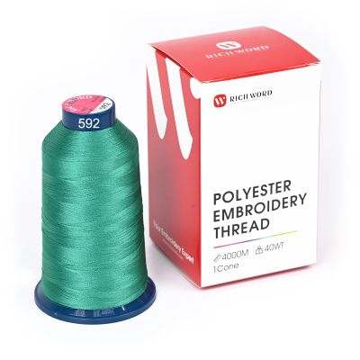 Poolin Embroidery Machine Thread Richword Selected Turquoise Green 4000M 40WT Polyester Thread Single Spool for Home and Commercial Embroidery Machines 0592