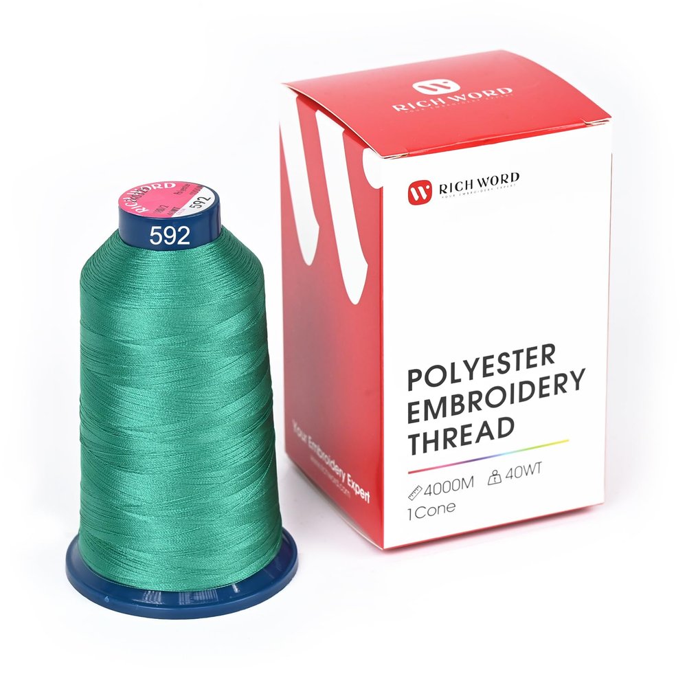 Poolin Embroidery Machine Thread Richword Selected Turquoise Green 4000M 40WT Polyester Thread Single Spool for Home and Commercial Embroidery Machines 0592