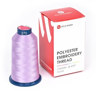 Poolin Embroidery Machine Thread Richword Selected Pale Lavender 4000M 40WT Polyester Thread Single Spool for Home and Commercial Embroidery Machines 0270