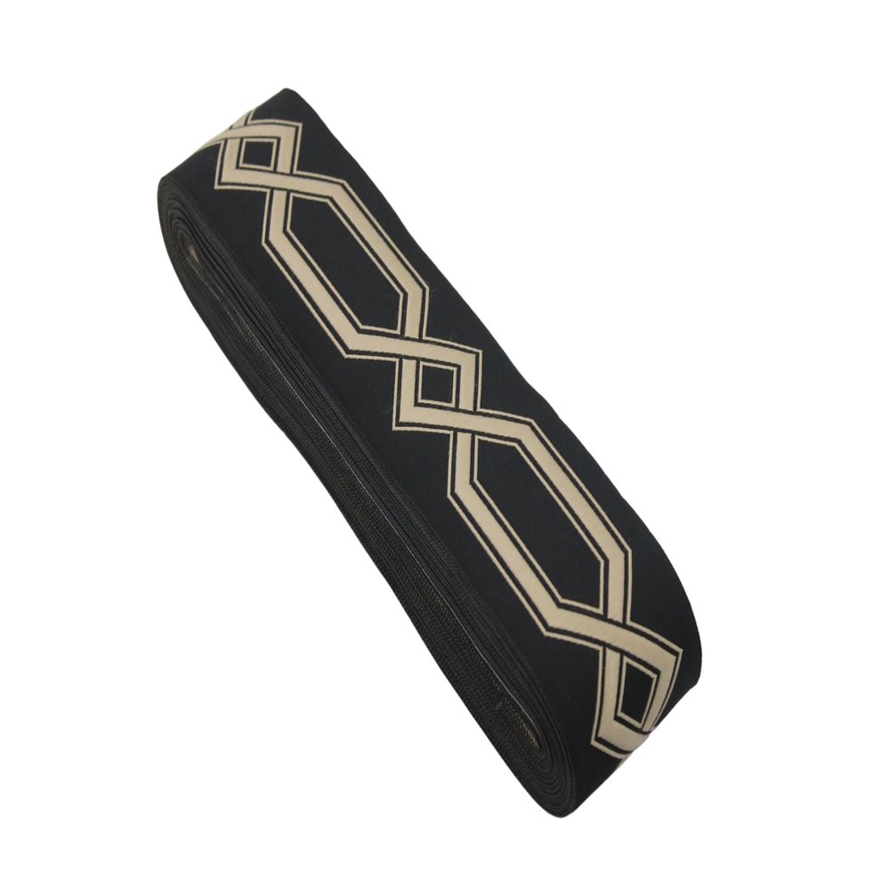 16 Yards Length 2.67" Width Black and Beige Ribbon Trim Jacquard Trims for Your Drapes Curtains Drapery Banding Tape Upholstery Fabric 178-V8