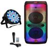 MR DJ USA FLAME3200 8" X 2 Rechargeable Portable Bluetooth Karaoke Speaker with Party Flame Lights Microphone TWS USB FM Radio + 54-LED Slim Par Wash DJ Light view 1