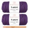 BATELO 2 Pack T-Shirt Crochet Yarn for Beginner Projects, High Elastic Thick Yarn Polyester Fabric (Purple, 400g/144yds) view 1