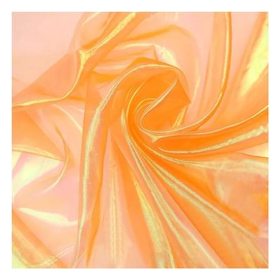 Gumney 1.6x2.2Yard Sparkle Laser Organza Tulle Fabric, Gradient Colorful Iridescent Ribbon for DIY Party Tutu Skirt Dress, Orange