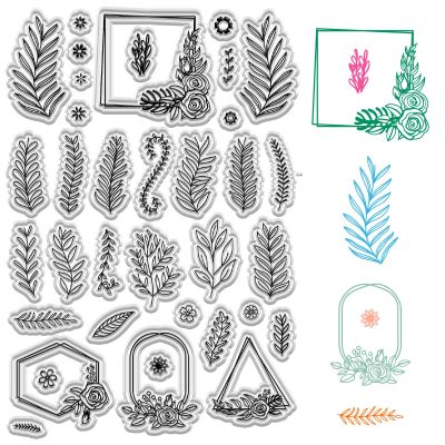 CRASPIRE Leaves Clear Rubber Stamps Garland Flower Vintage Plant Reusable Transparent Silicone Stamp Seals for DIY Scrapbooking Journaling Card Making Decor Photo Album Decorative