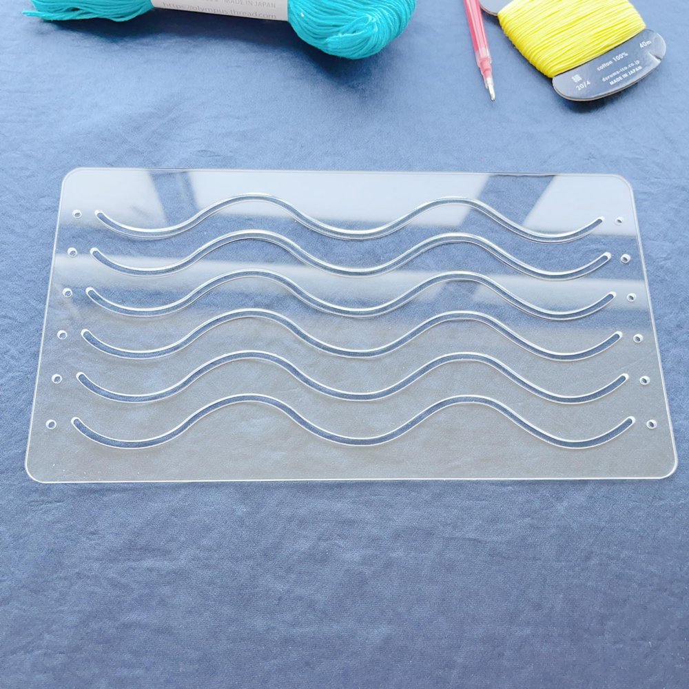 Acrylic Sashiko Stencil, Wavy Pattern for Hand Quilting and Embroidery (1.5 cm Wavy Pattern)