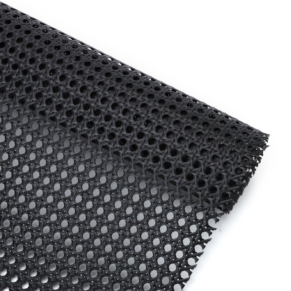 16" x 72" Plastic Cane Webbing for Basket Making, Black Synthetic Rattan Roll for Crafting, Basketry Supplies, DIY Projects
