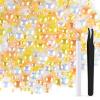ASTARON 50g Mix Flatback Rhinestones Half Pearls for Crafts Mixed Size 3mm-10mm Flat Back Rhinestones for Crafts Flatback Pearls for Decorating Tumblers Mugs Nail Art Shoes (Yellow White Series) view 1