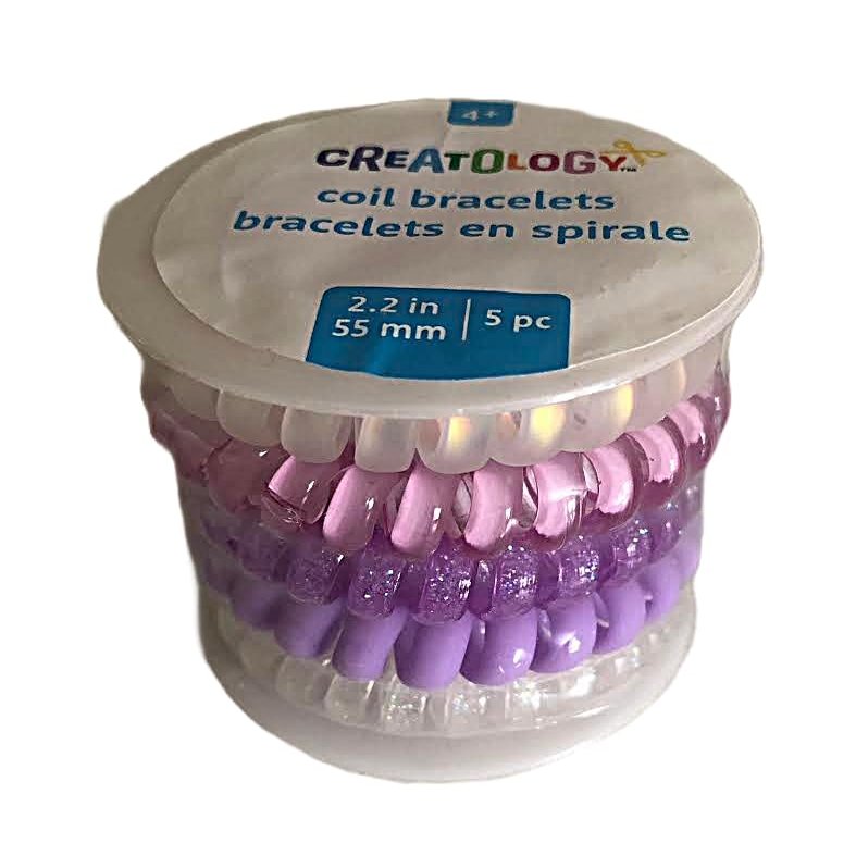Creatology Coil Bracelets 5-Individual Bracelets (2.2 in) 55 mm. Purple and White Colors