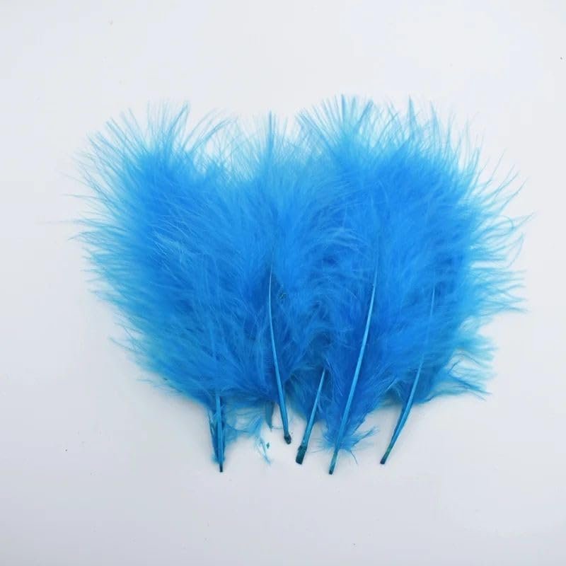 NineTribe Basics Marabou Turkey Feathers Pheasant Feathers For Crafts White Feathers For Jewelry Making For Clothes Carnival Accessories Plumas - (Lake Blue / 50 Pieces)