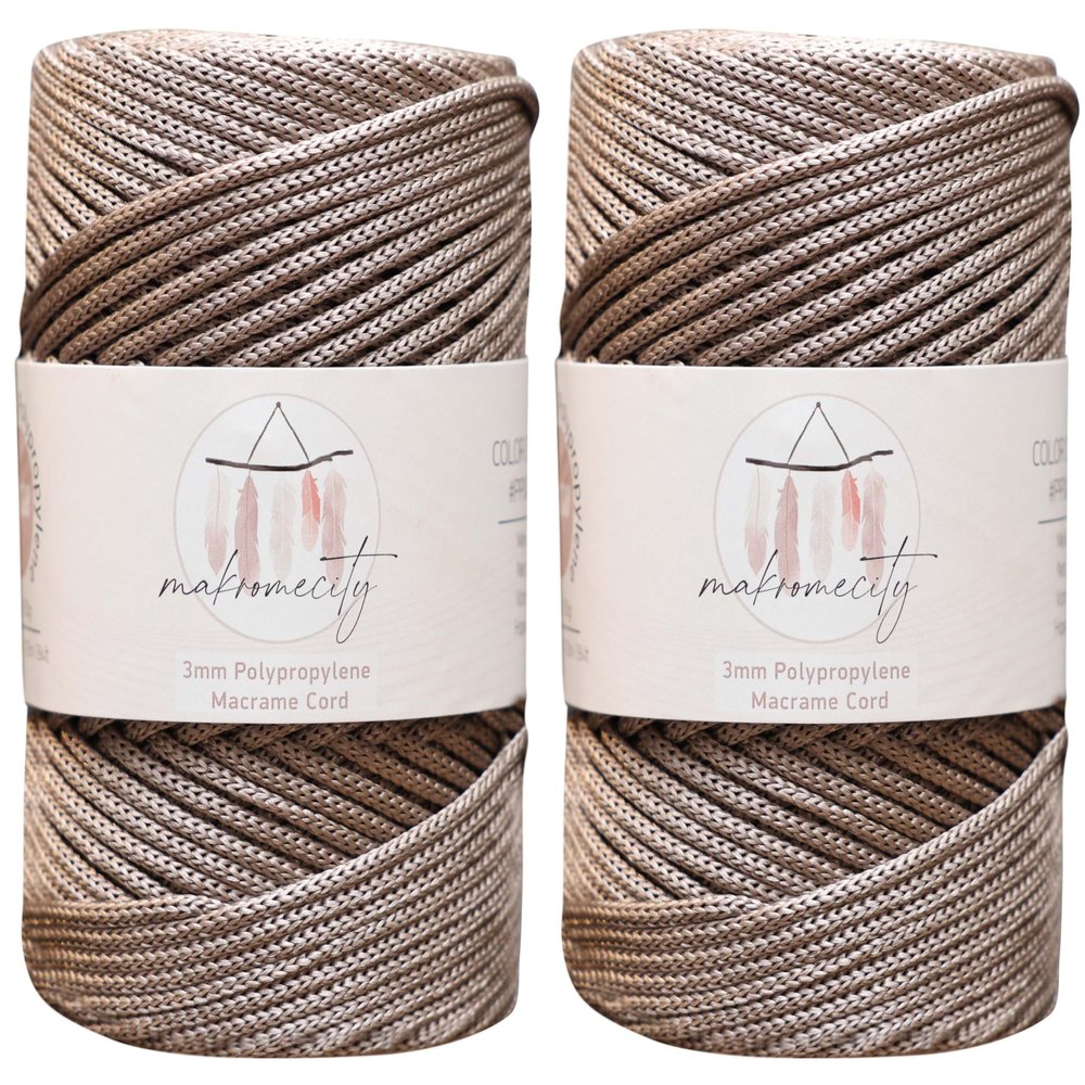 Makromecity, 2 Skeins of Polyester Macrame Cord 3mm x 131 Yards (394 feet) 3mm Polypropylene Mink Macrame Cord Crochet Macrame Bag Cord Crafts for Wall Hangings, Bags, Underplate, Rug