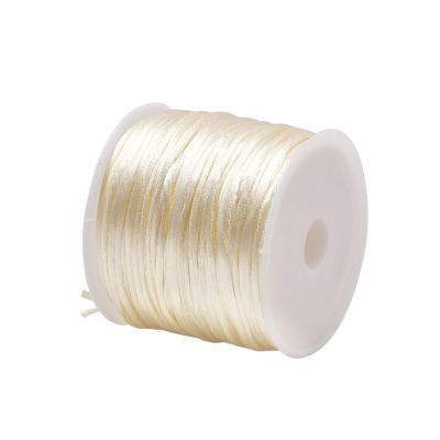 BMFJJWY 1.5mm Crafts Satin Rattail Cord String from Nylon for Knot, Macram, Trim, Jewelry Making 24 Yards(Color:Beige)
