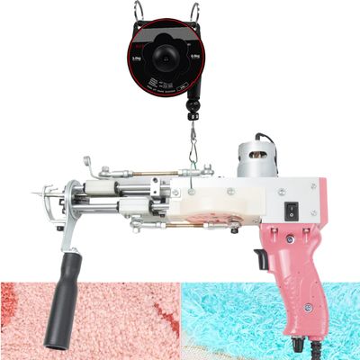 Roboraty 8~16mm Pile Tufting Gun w/Suspension, Built-in Gear Cut Pile Loop Pile Rug Gun, 360Handle Rug Tufting Gun Machine, for Rug/Clothing/Crafts Making, Beginners,Red