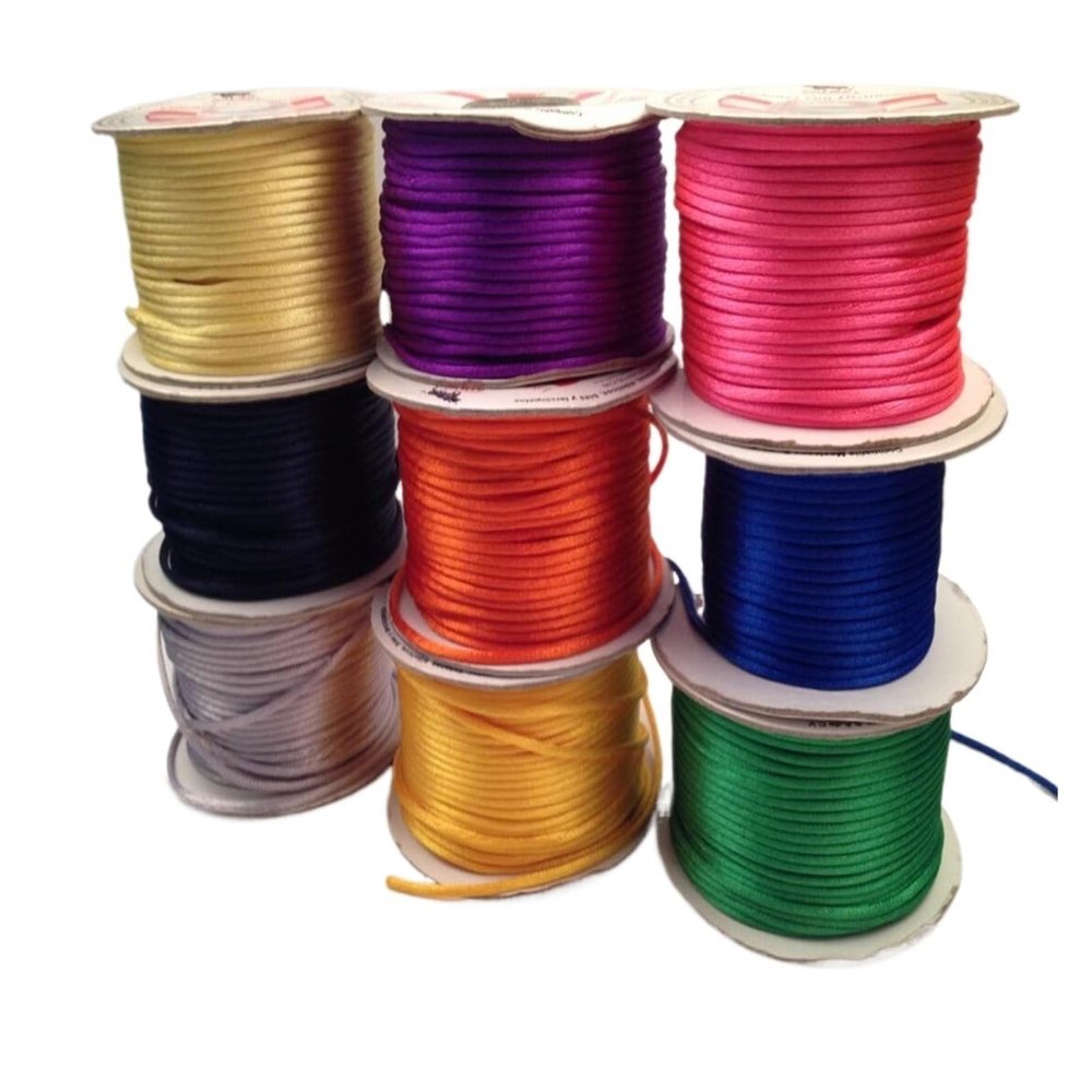 2MM Braided Macrame Silk Macrame Cord Rope Thread Wire DIY Knot Satin Bracelets Making Findings Beading 10-225Meters(Lt Coffee 814,100meters)