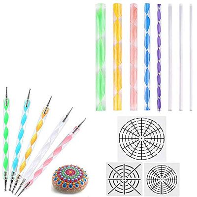 Pasuihcay 16 Pcs Mandala Dotting Tools for Painting Rocks Mandala Stencils Kit Ball Stylus Clay Sculpting Carving Tools