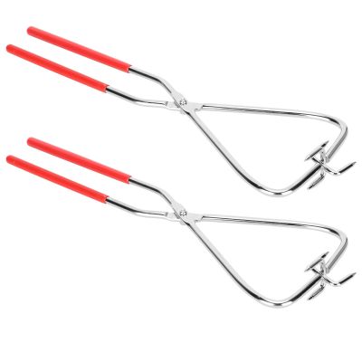 WGFOIP Pottery Tool Clay Sculpture Tongs Stainless Steel, Glazed Pliers, Rubber Handle, 360 Degree Glaze Blowing, 2Pcs with Heat Insulation