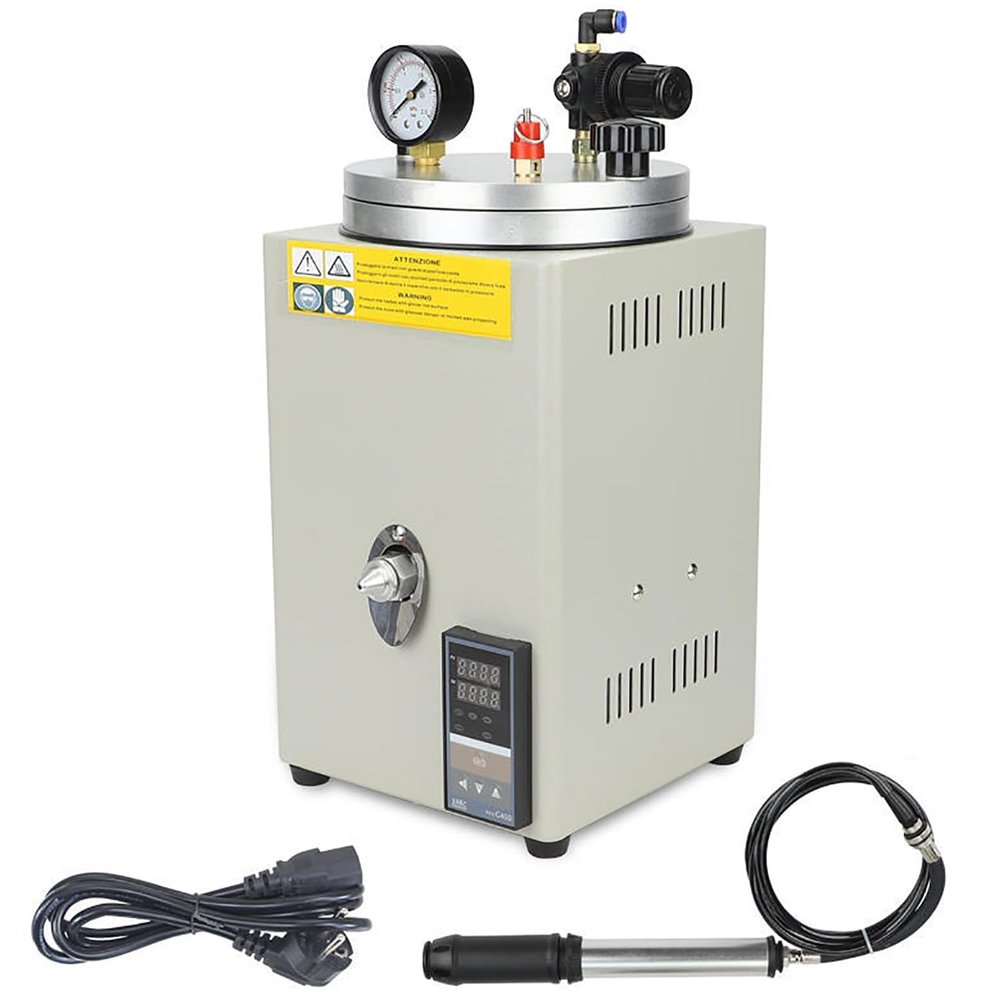 COYEUX Vacuum Wax Injector, Wax Casting Machine for Jewellery with Pressure Gauge and Pump Handle, Adjustable Temperature 0-100 Wax Melting Machine, Jewellery Vacuum Waxing Injector