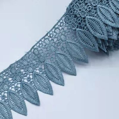 Lace Trim,Crochet Lace Ribbon 95mm 1 Yard Embroidery Lace with Fringe Leaf Trim Ribbon for Curtain Garment Sewing Accessories(Color:Light Blue)