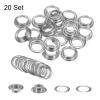 HARFINGTON 20Set Grommets Eyelets with Washers 12mm Copper Metal Eyelets Kit for Fabric Curtain Tarps Leather Belt Shoes Bag DIY, Silver Tone view 3