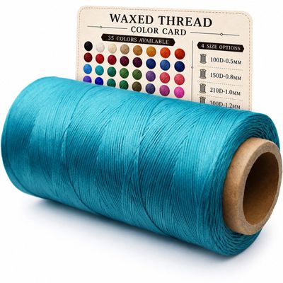 Flat Waxed Thread for Leather Sewing Wax String Polyester Cord Craft Stitching Bag Bookbinding Sail Bracelet Braid Jewelry DIY (0.5mm 460yd, Baby Blue)